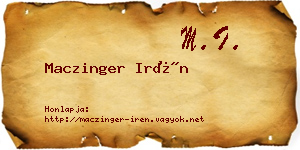 Maczinger Irén névjegykártya